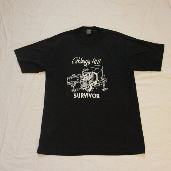 Cabbage Hill Survivor Shirt - Large - Graphic Tee Vintage Black 90's VTG - Picture 2 of 5